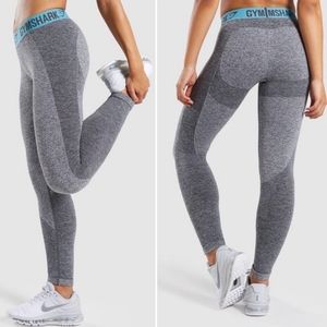 Gymshark Flex Seamless Leggings Gray and Teal XS
